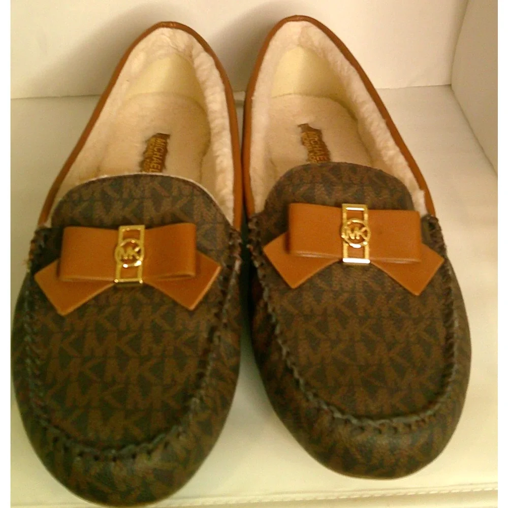 Michael Kors Brown Logo Erica Slipper Loafers with Bow Women's 10/11